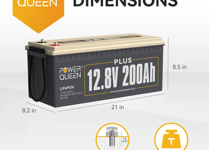 the dimensions of Power Queen 12V 200Ah PLUS Deep Cycle Lithium Battery