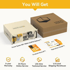 Power Queen 48V 100Ah LiFePO4 Battery, Built-in 100A BMS Power Queen